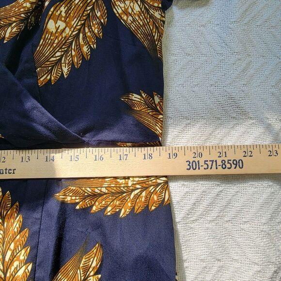 Mae Otti NWOT IDIA African Print Off Shoulder Midi Dress Navy Blue Sz XL No Belt - Picture 14 of 16